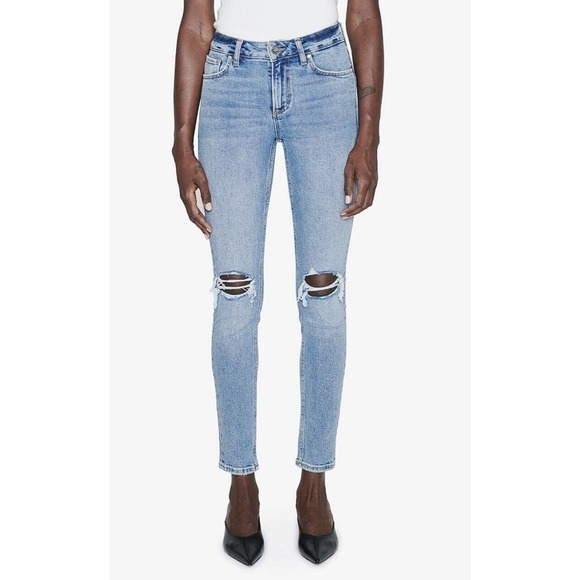ANINE BING GABE MID RISE ANKLE SKINNY JEANS DESTRUCTED LIGHT INDIGO SZ-27 (B100) - Picture 11 of 12